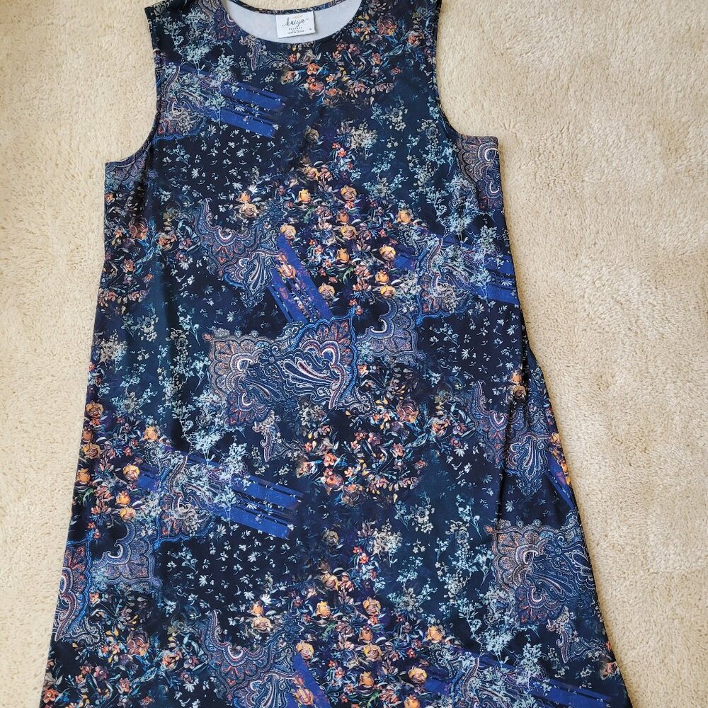 Kaiya Designs Navy Print Sleeveless Shift Dress Size‎ XL